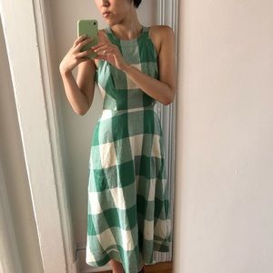 Anthropologie green gingham dress